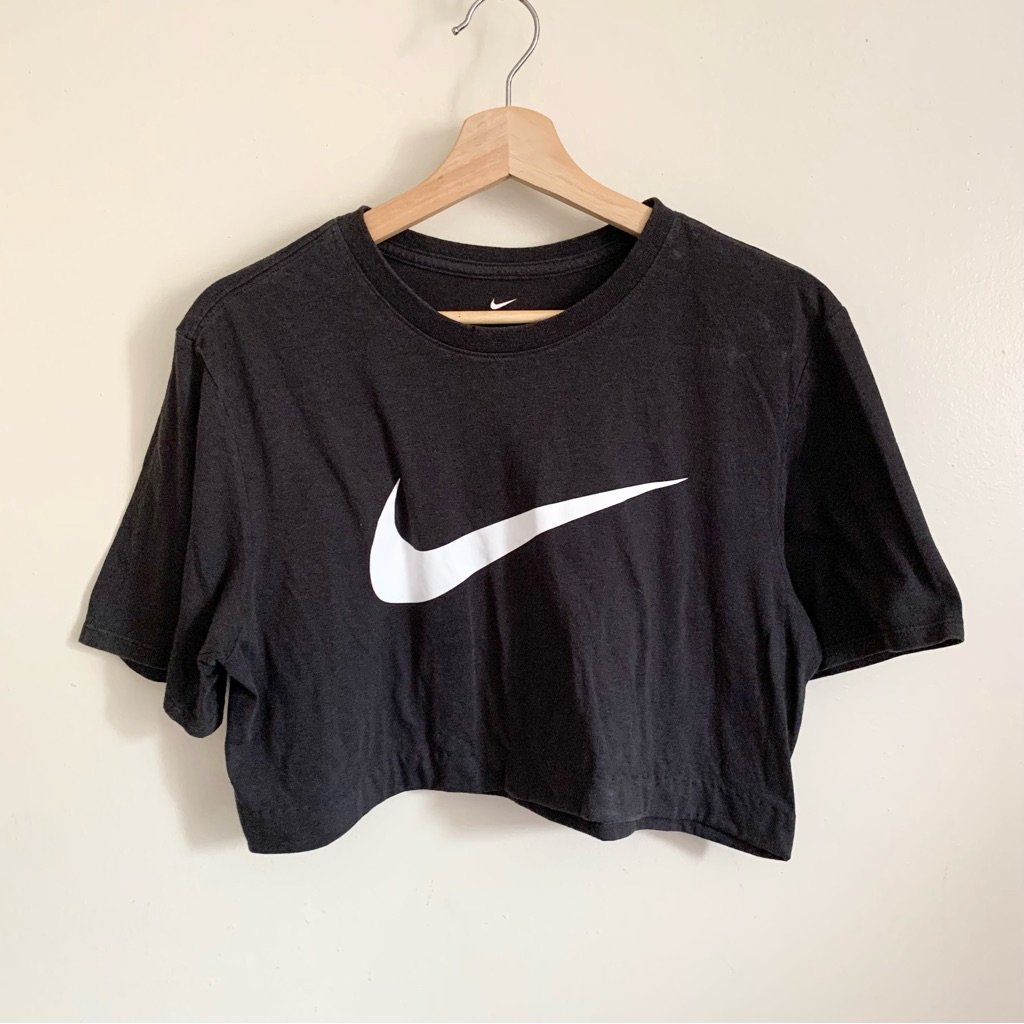 Nike Dark Gray Crew Neck Short Sleeves Crop Top Us Medium